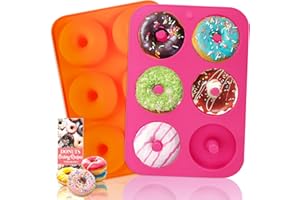 HEHALI Donut Pan, 2pcs Non-Stick Silicone Donut Mold for 6 Donuts 3.2 Inch, Bagel Pan, Tray Measures 11.5x8 Inches