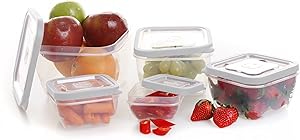 BINO 10-piece Square Plastic Food Storage Set, White
