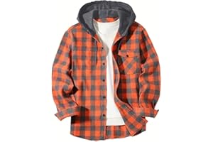 Men's Flannel Shirts Fashion Long Sleeve Button Down Plaid Shirt Big and Tall Jackets Lightweight Casual Shacket