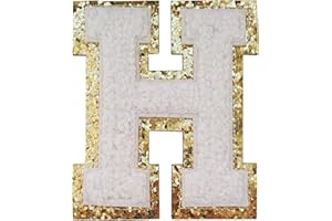 3Pcs Letter Patches Varsity Glitters Chenille,SPRT Iron on White Letter Patch,Alphabet Cloth Patch for Team Costume Decoration 3.1in Height H (3 Pieces)
