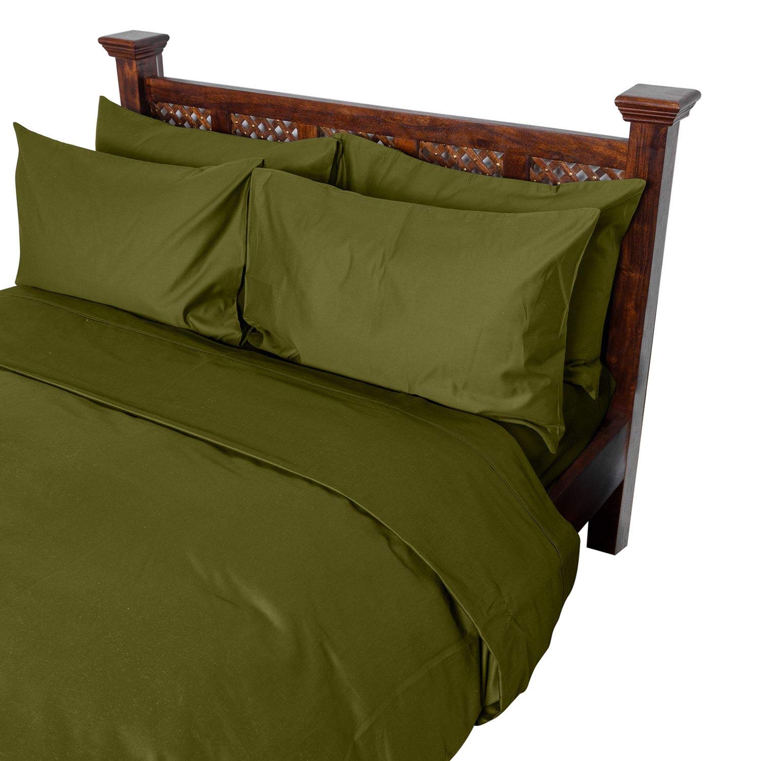 Homescapes Luxury King Size Olive Green Egyptian Cotton Duvet Cover Set