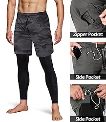 Aolesy Men's 2 in 1 Running Pants, Gym Workout