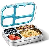 G.a HOMEFAVOR Stainless Steel Lunch Box - 4 Compartments Bento Box for Kids, Leakproof Food Container for School, Office, Dishwasher Safe, BPA-Free, 27 oz, Blue