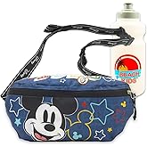 Mickey Mouse Fanny Pack Set - Bundle with Disney Belt Bag with Dual Zippers Plus Water Bottle | Mickey Mouse Waist Bag for Kids, Teens and Adults