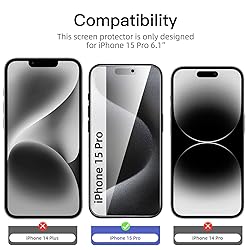 NEW'C 3 Pack Privacy Screen Protector for iPhone 15