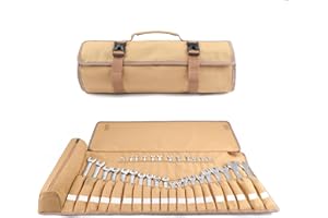 Wrench Roll Organizer 32 Pockets, Heavy-Duty Canvas Wrench Roll Up Pouch Tool Roll Bag for Metric and SAE Wrenches, Tool Hold