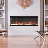 INMOZATA 60inch Electric Fireplace 3-Side Glass Recessed/Freestanding with 9 view 9