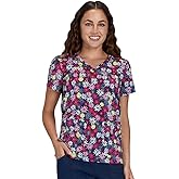 KOI | SmileyWorld Adoring Women's 3-Pocket Print Scrub Top
