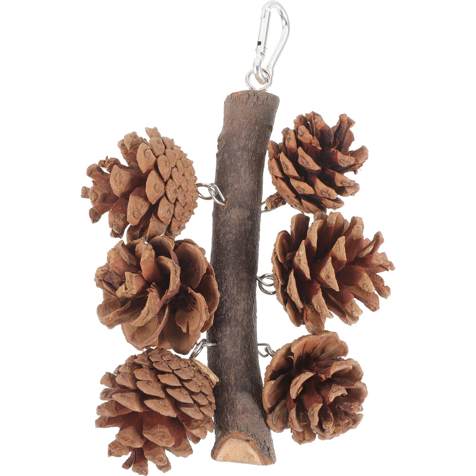 POPETPOP Pine Cone Parrot Toy Bird Chewing Toy Natural Pine Cones Hanging Foraging Toys Parrot Tearing Toys for Parakeet Cockatiel Conure African Grey Lovebirds Cockatoos
