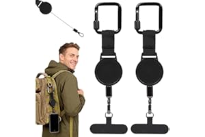Retractable Phone Lanyard, Anti-Theft Stainless Steel Cable with Belt Clip & Locking Carabiner, Phone Tether with Belt Clip