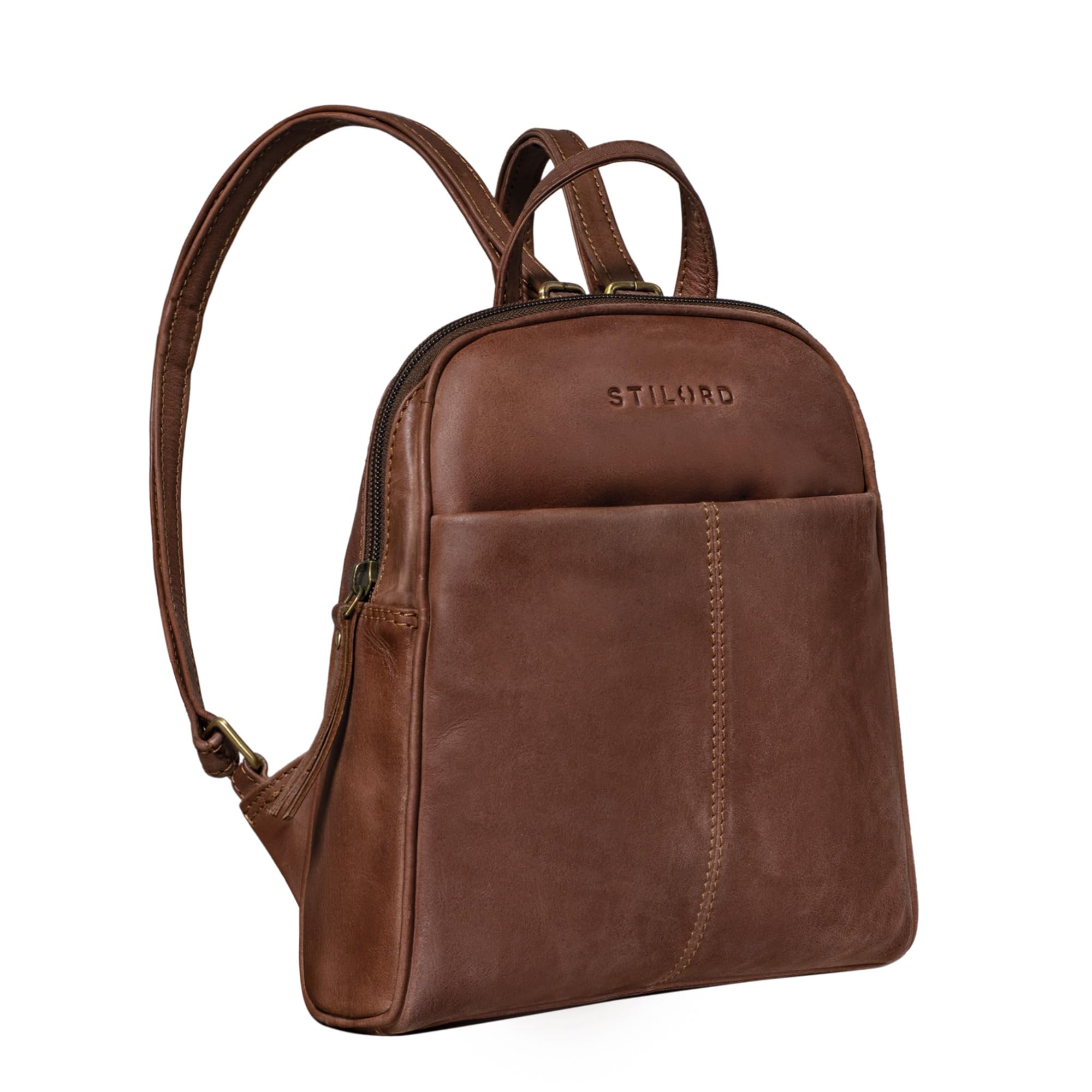 STILORD "Charlotte" Elegant Vintage Ladies Backpack Leather Small Vintage Purse City Shopping Rucksack Daypack Genuine Leather Colour:Messina - Brown