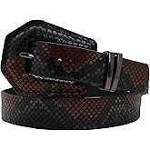 Women Black Brown Fashion Belt - Faux Snakeskin Print Leather Waistband Size S M