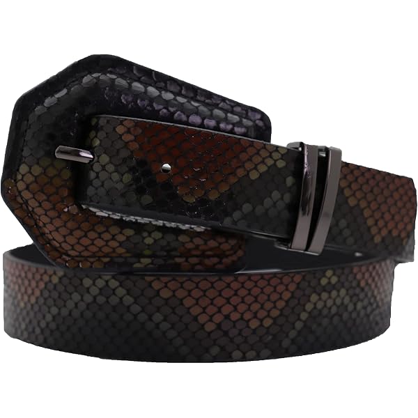Amazon.com: Brown Snake Skin Real Leather Rustic Look Women  display picture 2