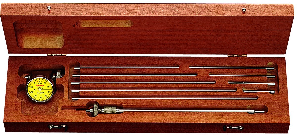 Starrett 697MZ Inside Dial Gauge, 0.02mm Graduation, 61-458mm Range, 0-50-0 Dial Reading, 1.0mm One Revolution