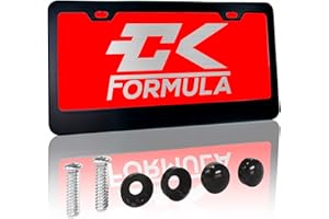 CK Formula Black License Plate Frame, Aluminum Metal, 2 Pre-Drilled Screw Holes with Install Kit, Universal Fit, Car Wash Safe, Weatherproof, 1 Piece