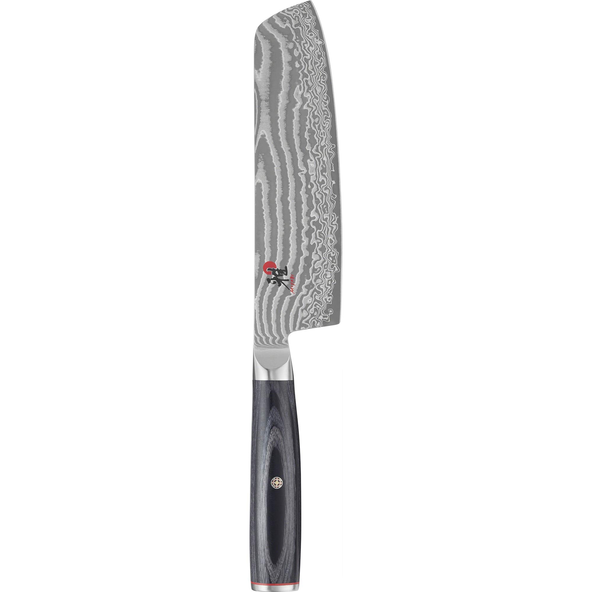 Miyabi Kaizen II Knakiri Japones 6.5 pulgadas, cuchillo vegetable, mango negro de pakkawood, patrón de damasco de flores de 48 capas, trafica en Seki, Japón
