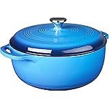 Lodge 7.5 Quart Enameled Cast Iron Dutch Oven with Lid – Dual Handles – Oven Safe up to 500° F or on Stovetop - Use to Marina