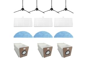 JPBAISQIC Replacement Accessories Kit For ILIFE A12 pro / V9 / V9 Pro Robot Vacuum,parts 4 Side Brushes 3 Mop Pads 3 Hepa Filters 3 dust bags