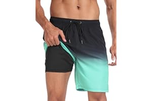 BLATIAL Mens Swim Trunks with Compression Liner 2 in 1 Quick Dry Swimming Shorts Swimwear Bathing Suits with Pockets
