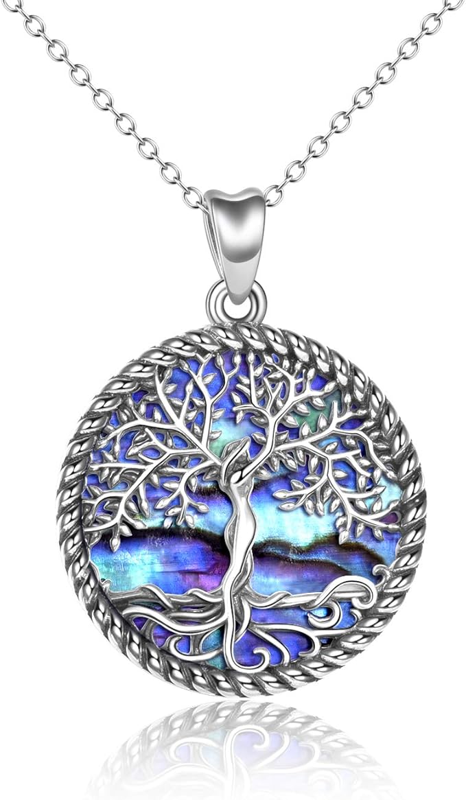 Yafeini Halskette Mit Baum Des Lebens Aus Sterling Silber Abalone Muschel Baum Des Lebens Anhanger Fur Damen Amazon De Bekleidung