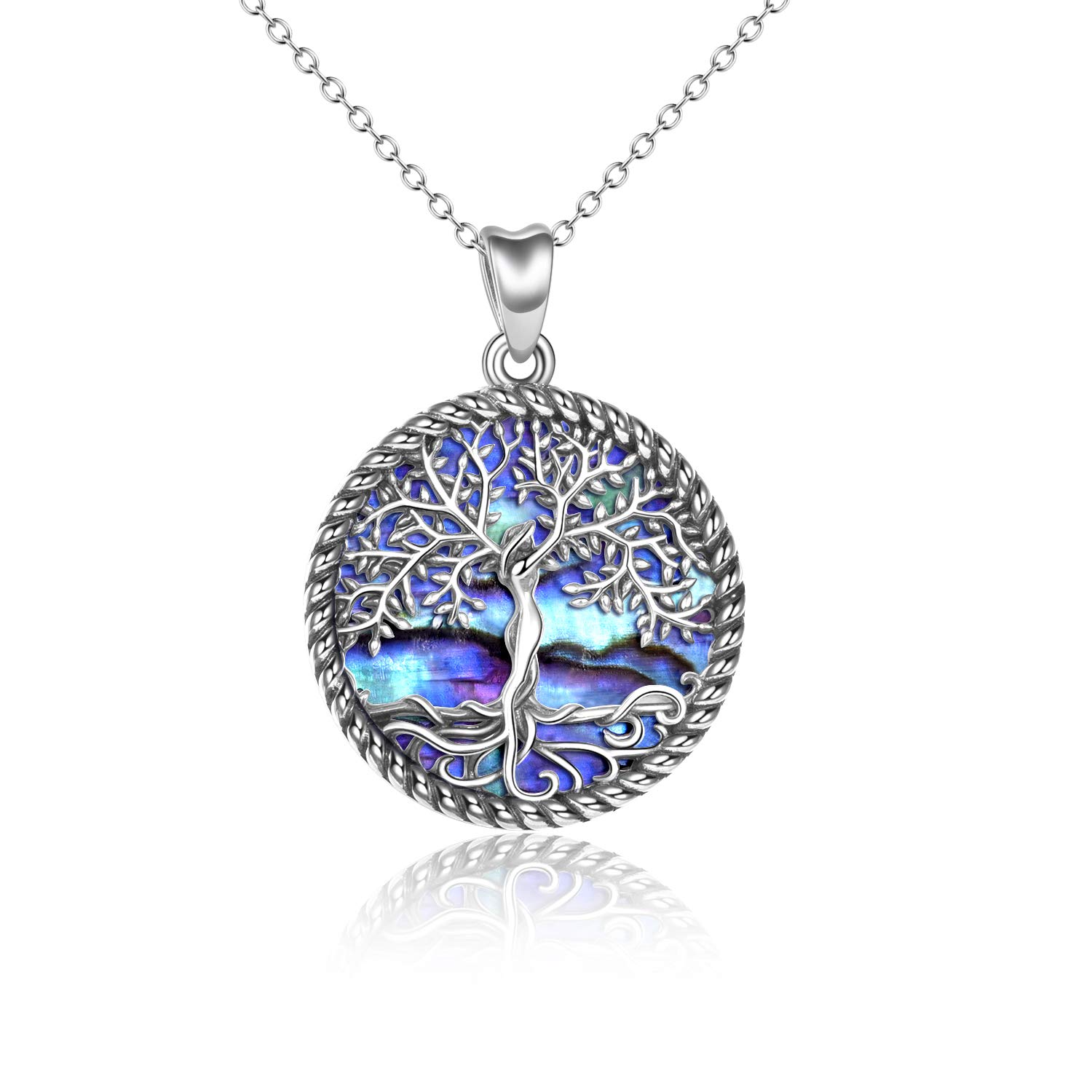YAFEINI Tree of Life Necklace Sterling Silver Abalone Shell Tree of Life Pendant Necklace for Women Girls Jewellery — image 1