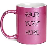 Customized 11oz Shimmer Coffee Mugs with Personalized Text, Novelty Gift, Personalize With Different Text Design, Custom Gift (Pink)