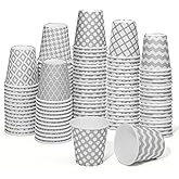 Sawysine 300 Count 3 oz Disposable Small Paper Cups for Bathroom, Mouthwash, Coffee & More Mini Cups for Supermarket, Birthday Party, Travel, Picnic & BBQ(Geometric Gray Style)