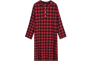 Latuza Men's Hooded Nightshirt Cotton Flannel Sleep Shirt Nightgown