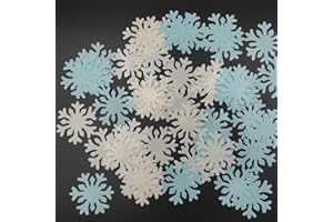 CLONYNIX 50pcs Edible Snowflakes for Cake Decorating Cupcake Toppers for Christmas Winter frozen Theme Birthday Party Decorations (White & Blue)