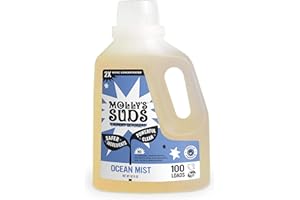 Molly's Suds Liquid Laundry Detergent | Clean Laundry Detergent Soap for Sensitive Skin | 2x Concentrated, High Efficiency (HE) | Ocean Mist - 100 Loads