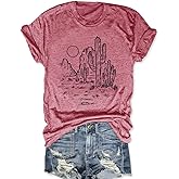 Women Vintage T Shirt Short Sleeve Summer Cactus Tshirt Funny Graphic Tees