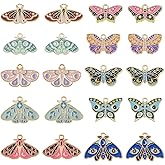 Hobbspring 20pcs 10 Styles Moth Charms Gothic Charms Enamel Butterfly Pendants Alloy Insect Charms Metal Animal Charms for Jewelry Necklace Bracelets Earrings Making DIY Crafts