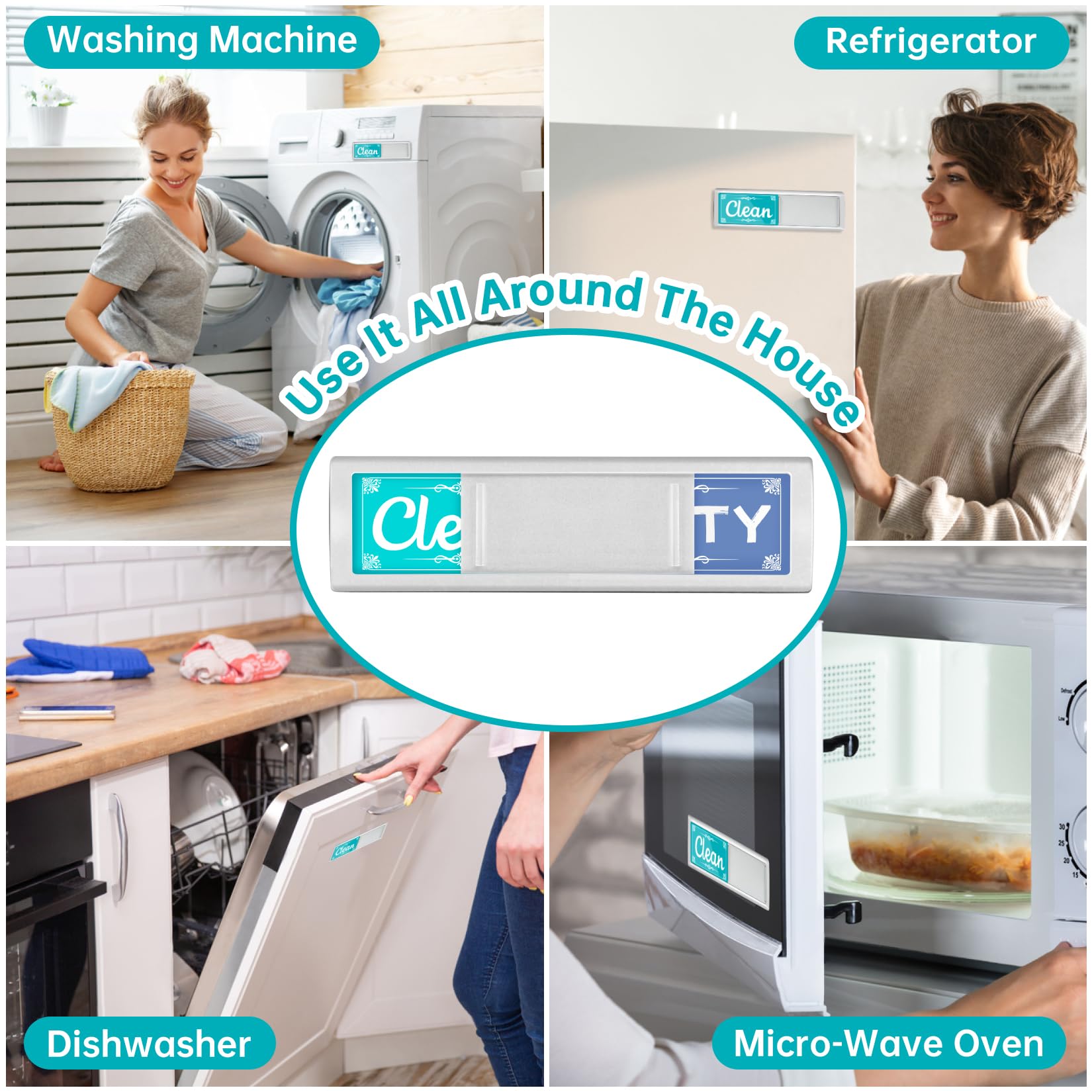 Dishwasher Magnet Clean Dirty Sign, Green & Blue Clean Dirty Magnet For Dishwasher, Refrigerator, Kitchen Signs,Kitchen Decor And Accessories