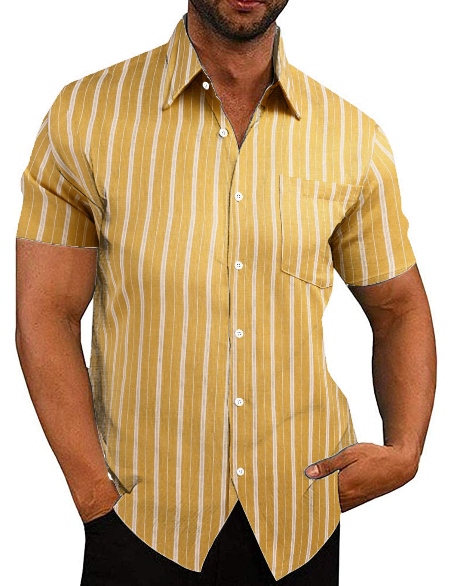COOFANDY Men's Casual Linen Button Down Shirt
