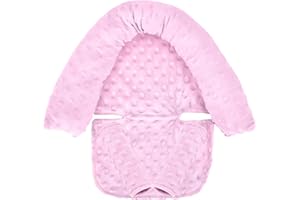 Childlike Behavior Carseat Head Support for Infant - Premium Shoulder Strap Covers for Enhanced Comfort - Easy-Install Carseat Belt Cover for Babies - Stylish and Soft Car Seat Accessories - Baby Pink