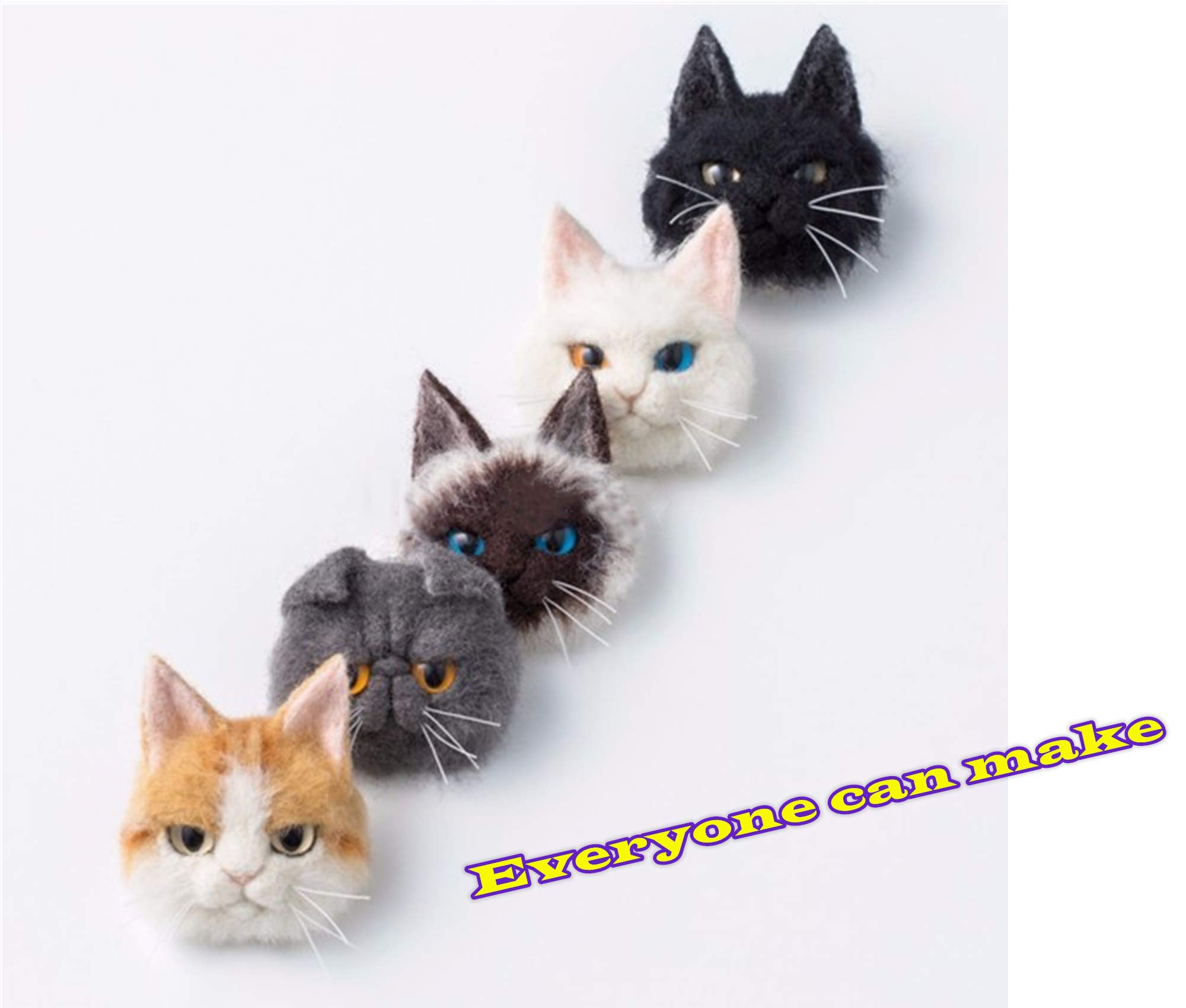 DIY Needle Felting Kit with Basic Needle Felting Tools,Kit for Beginners,Cat Kitten,Animal (Siamese)
