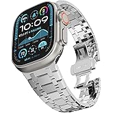 CHANCHY Stainless Steel Band Compatible with Apple Watch Ultra 3/2/1 Band 49mm, Series 11/10 46mm, 9/8/7 45mm, SE3/SE2/SE 6/5/4 44mm, 3/2/1 42mm, Metal Strap for Men Women, Silver
