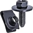 Rexka 15 Sets M8-1.25 X 25mm Body Bolts & Extruded U Nuts Kit for GM Ford Chrysler Jeep Dodge - Multipurpose Bumper Fender Engine Hood Shield Panel - 11503619 11500660 11502617 N623333-S2 6101283