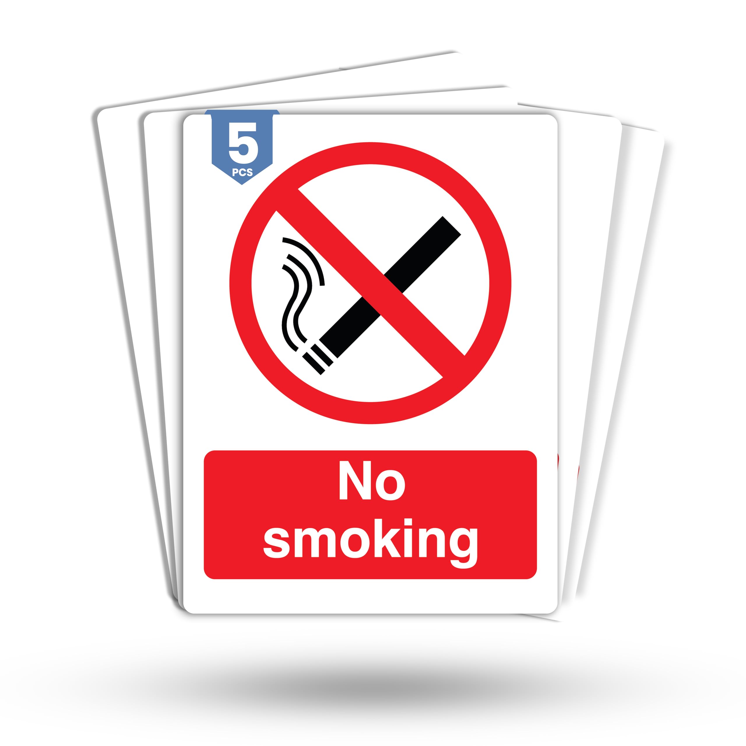 Dam Words 5 x No Smoking Signs | 180mm x 135mm Self Adhesive, Durable, & Weatherproof No Smoking or Vaping Signs | BS EN ISO 7010 Compliant