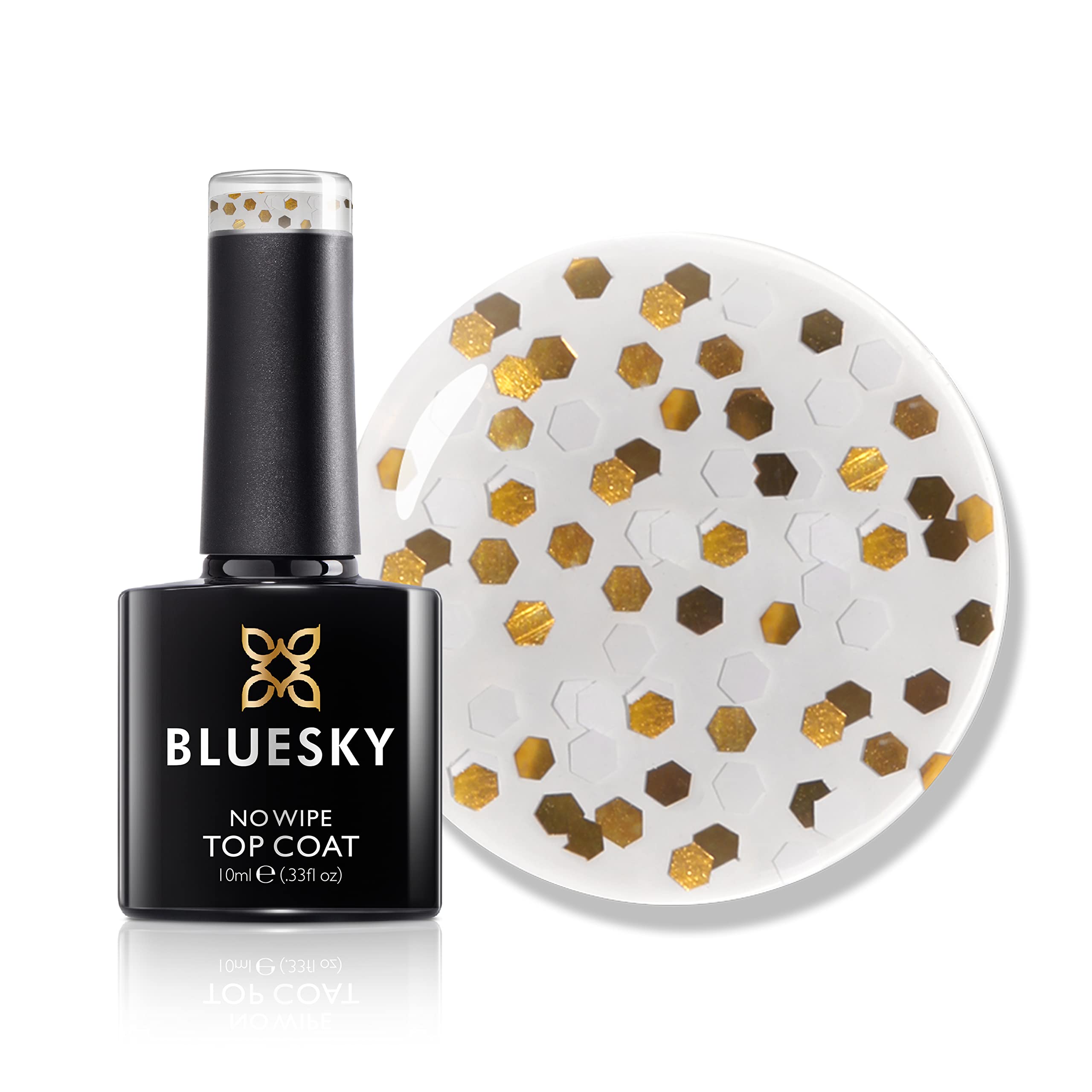 Bluesky Gel Nail Polish, Glitter No Wipe Top Coat, Balloon Drop, GTC06, 10 ml (Requires Curing Under UV LED Lamp)