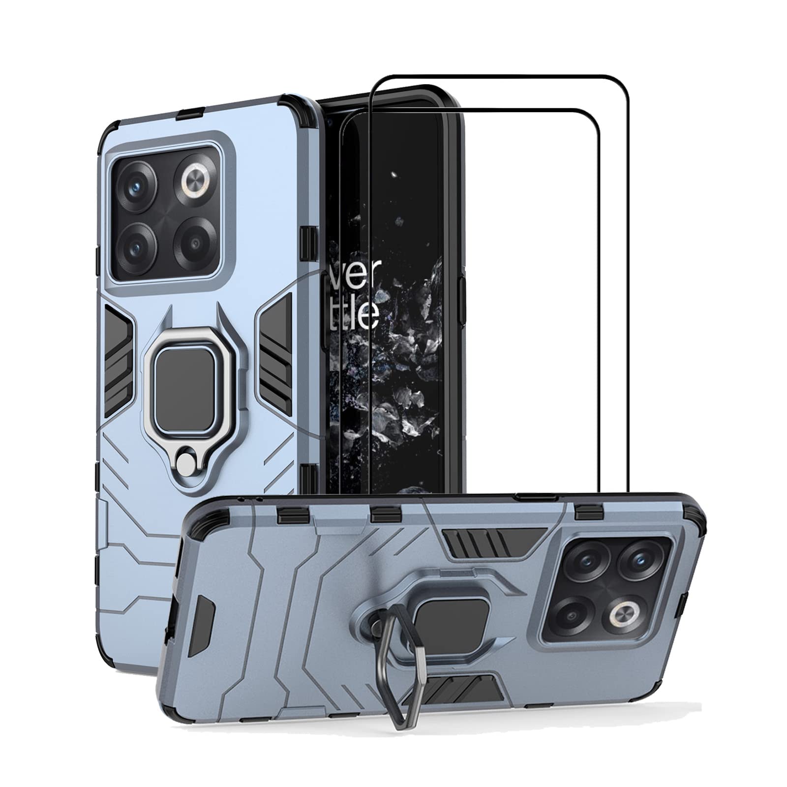 MMlife for OnePlus Ace Pro/OnePlus 10T 5G Kickstand Case with Tempered Glass Screen Protector [2 pieces], Hybrid Heavy Duty Armor Dual Layer Anti-Scratch Case Cover, Blue