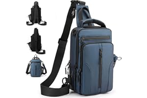 ZIOSINM Sling Bag for men,Crossbody Bag Men,Crossbody Bag for Hiking Daypack, Small Backpack with Convertible Shoulder Strap (Blue)