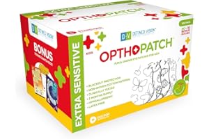 OPTHOPATCH Eye Patches for Kids - Extra Sensitive Adhesive - Color Your Own Patch - 100 count + 3 Reward Charts