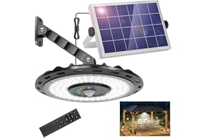 ropelux Solar Lights Indoor Outdoor, 3000LM Dimmable 5 Modes (2 for All Day Lighting) Motion Sensor Solar Shed Light with Remote IP65 Waterproof for Barn Gazebo Yard Garage Patio Security Lighting