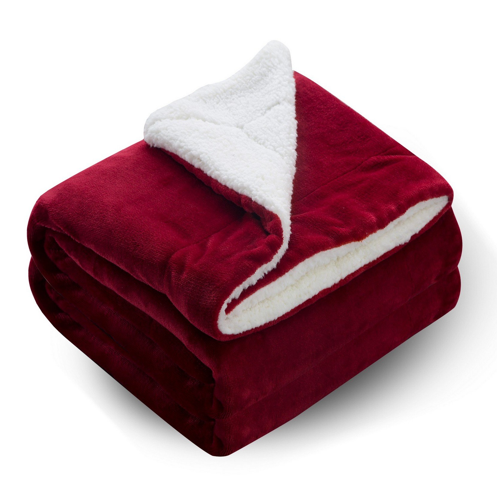 Moonen Sherpa Throw Blanket Luxurious Throw Size Brush Fabric Reversible All Season Super Soft Warm Fleece Thick Fuzzy Microplush Blanket for Bed Couch and Gift Blankets (Burgundy, 50x60 Inches)