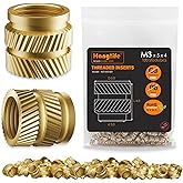HANGLIFE Heat-Set Threaded Inserts, M3 Heat Set Insert for 3D Printing Components and Plastic Parts - Brass Metric Knurled Nuts (100 Pieces)