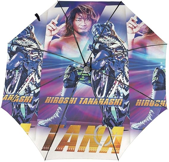 Amazon Co Jp 新日本プロレス 棚橋弘至 折りたたみ傘 頑丈な8本骨 自動開閉 おりたたみ傘 メンズ 大きい 風に強い 高強度 折れにくい 超撥水 晴雨兼用 折り畳み傘 ハンドル 収納ポーチ付き 服 ファッション小物