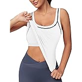 Blooming Jelly Women Workout Tank Tops Color Block Athletic Tops Crop Yoga Tops with Built in Bra