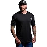 Born Primitive Unisex Tactical Skull Tee | Lightweight Athletic Fit Short Sleeve Crew Neck T-Shirt with American Flag Sleeve