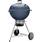 Weber&reg; Master-Touch Charcoal Grill, 22-Inch, Slate Blue | Premium Outdoor BBQ Grill with Tuck-Away Lid Holder &amp; One‑Touch&trade; Cleaning System, Porcelain‑Enameled Kettle